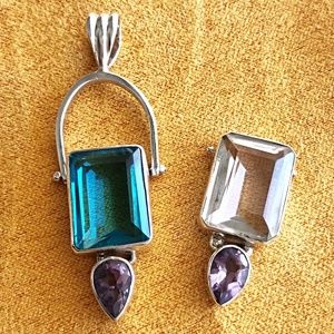 Topaz Quartz Amethyst Changeable Sterling Pendant